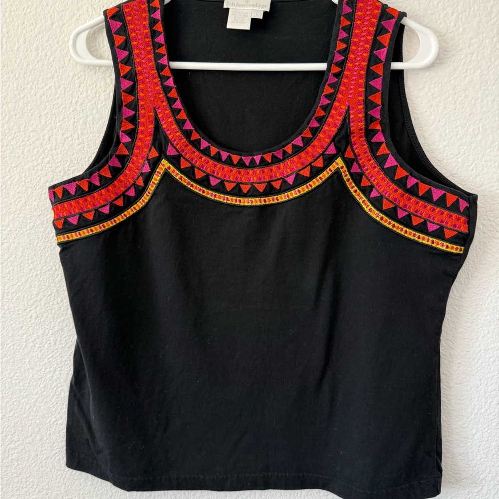 Soft Surroundinds Size L Black Sleeveless Blouse